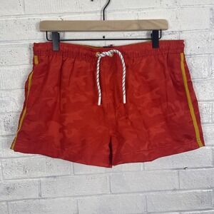AussieBum Surf Swim Trunks Mens Size L Red Camo Mesh Lined Beach Drawstring